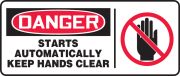 STARTS AUTOMATICALLY KEEP HANDS CLEAR (W/GRAPHIC)
