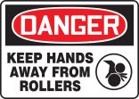 KEEP HANDS AWAY FROM ROLLERS (W/GRAPHIC)