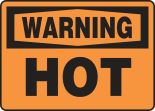 Safety Sign, Header: WARNING, Legend: HOT