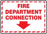 FIRE DEPARTMENT CONNECTION W/BORDER & W/ARROWN DOWN 
