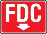 FDC W/ARROW DOWN (WHITE ON RED)