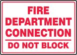 FIRE DEPARTMENT CONNECTION DO NOT BLOCK (RED ON WHITE)