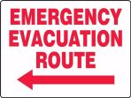 EMERGENCY EVACUATION ROUTE (W/ ARROW LEFT)