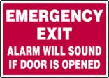 EMERGENCY EXIT ALARM WILL SOUND IF DOOR IS OPENED