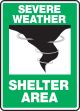 EMERGENCY SHELTER SIGNS SEVERE WEATHER SHELTER AREA (W/GRAPHIC)