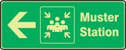 MUSTER STATION W/SYMBOL, LEFT ARROW