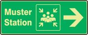 MUSTER STATION W/SYMBOL, RIGHT ARROW