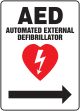 AED AUTOMATED EXTERNAL DEFIBRILLATOR ---> (RIGHT ARROW) (W/GRAPHIC)
