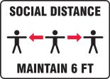 Safety Sign: Social Distance Maintain 6 FT (Three person image)