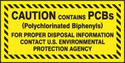 CAUTION CONTAINS PCBs (Polychlorinated Biphenyls) FOR PROPER DISPOSAL INFORMATION CONTACT US ENVIRONMENTAL PROTECTION AGENCY