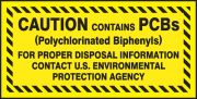CAUTION CONTAINS PCBs (Polychlorinated Biphenyls) FOR PROPER DISPOSAL INFORMATION CONTACT US ENVIRONMENTAL PROTECTION AGENCY