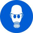 Safety Sign, Legend: (WEAR RESPIRATORY & HEAD PROTECTION)