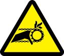 Safety Sign, Legend: (CHAIN DRIVE ENTANGLEMENT HAZARD)