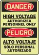 HIGH VOLTAGE AUTHORIZED PERSONNEL ONLY (BILINGUAL)