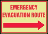 EMERGENCY EVACUATION ROUTE (ARROW RIGHT)