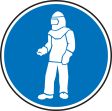 WEAR FULL PROTECTIVE CLOTHING (WHITE/BLUE)