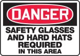 SAFETY GLASSES AND HARD HATS REQUIRED IN THIS AREA