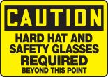 HARD HAT AND SAFETY GLASSES REQUIRED BEYOND THIS POINT