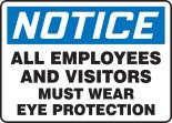 ALL EMPLOYEES AND VISITORS MUST WEAR EYE PROTECTION