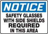 SAFETY GLASSES WITH SIDE SHIELDS REQUIRED IN THIS AREA
