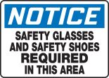 SAFETY GLASSES AND SAFETY SHOES REQUIRED IN THIS AREA