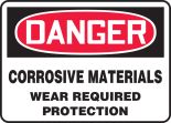 CORROSIVE MATERIALS WEAR REQUIRED PROTECTION