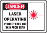 LASER OPERATING PROTECT EYES AND SKIN FROM BEAM (W/GRAPHIC)