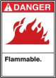 Safety Sign, Header: DANGER, Legend: FLAMMABLE (W/GRAPHIC)