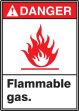 Safety Sign, Header: DANGER, Legend: FLAMMABLE GAS (W/GRAPHIC)