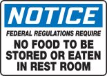 FEDERAL REGULATIONS REQUIRE NO FOOD TO BE STORED OR EATEN IN REST ROOM