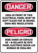 AREA IN FRONT OF THIS ELECTRICAL PANEL MUST BE KEPT CLEAR FOR 36 INCHES. SOHA-NEC REGULATIONS (BILINGUAL)