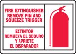 FIRE EXTINGUISHER REMOVE PIN AND SQUEEZE TRIGGER (W/GRAPHIC) (BILINGUAL)