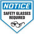 pentagon shaped sign NOTICE SAFETY GLASSES REQUIRED (W/GRAPHIC)