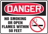NO SMOKING OR OPEN FLAMES WITHIN 50 FEET (W/GRAPHIC)