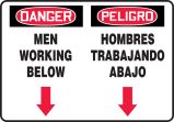 MEN WORKING BELOW (ARROW) (BILINGUAL)