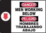 MEN WORKING BELOW (ARROW) (BILINGUAL)