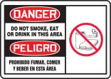 DO NOT SMOKE, EAT OR DRINK IN THIS AREA (W/GRAPHIC) (BILINGUAL)