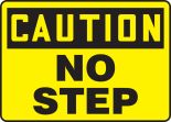 Safety Sign, Header: CAUTION, Legend: NO STEP