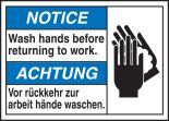 NOTICE WASH HANDS BEFORE RETURNING TO WORK (W/GRAPHIC)