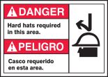 DANGER HARD HATS REQUIRED IN THIS AREA (BILINGUAL SPANISH)