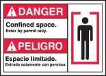 DANGER CONFINED SPACE ENTER BY PERMIT ONLY (BILINGUAL SPANISH)