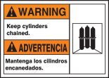 WARNING KEEP ALL CYLINDERS CHAINED (BILINGUAL SPANISH)