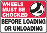 WHEELS MUST BE CHOCKED BEFORE LOADING OR UNLOADING (W/GRAPHIC)