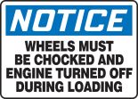 WHEELS MUST BE CHOCKED AND ENGINE TURNED OFF DURING LOADING