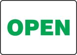 Safety Sign, Legend: OPEN