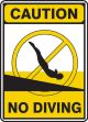 Safety Sign, Header: CAUTION, Legend: NO DIVING