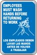 EMPLOYEES MUST WASH HANDS BEFORE RETURNING TO WORK (W/GRAPHIC) (BILINGUAL)