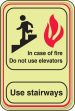IN CASE OF FIRE DO NOT USE ELEVATORS USE STAIRWAYS (W/GRAPHIC)