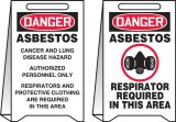 OSHA Danger Reversible Fold-Ups® Floor Sign: Asbestos Cancer and Lung Disease Hazard Authorized Personnel ... - Asbestos Respirator Required In Area
