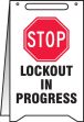 Fold-Ups® Safety Sign: LOCKOUT IN PROGRESS